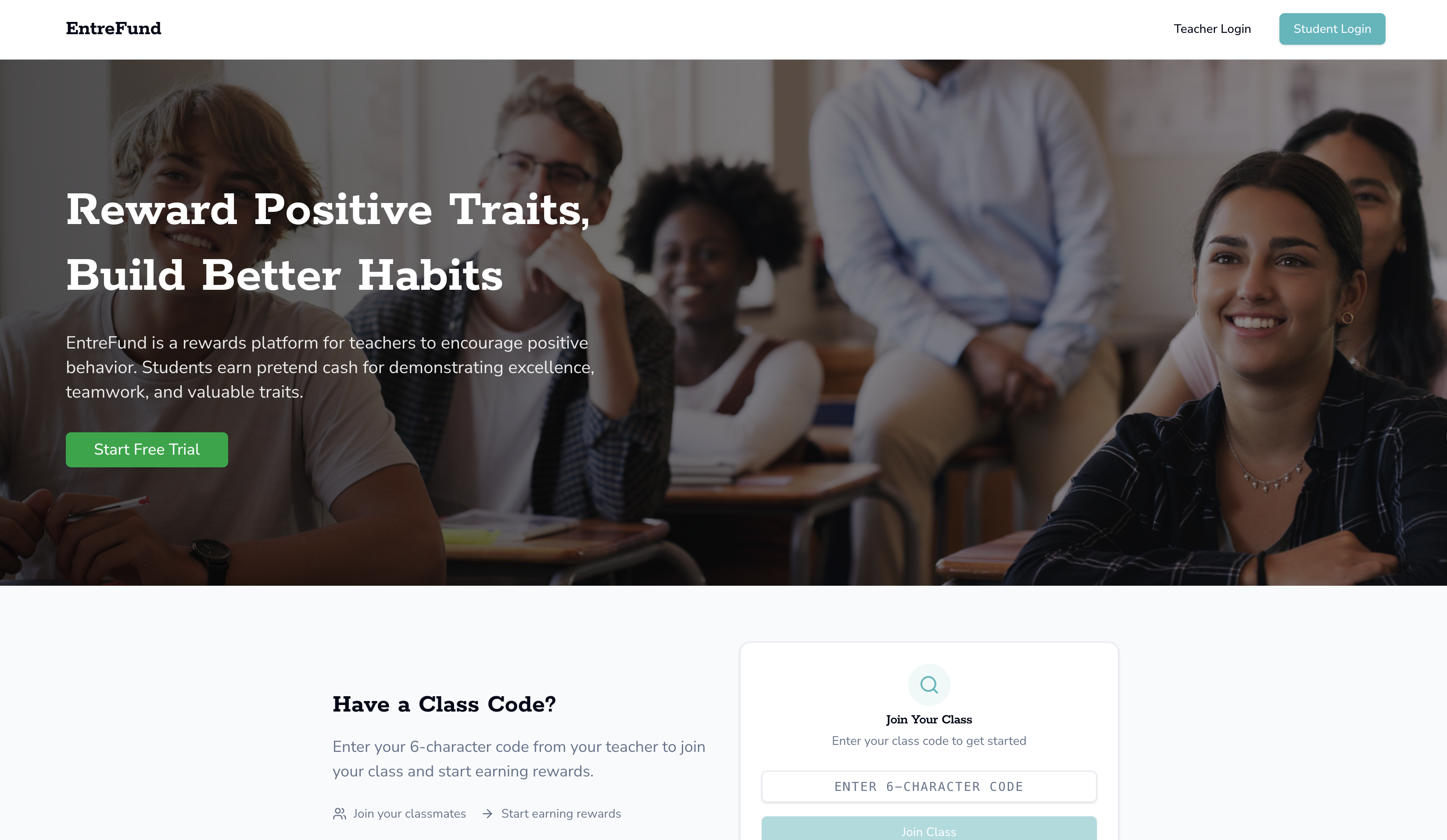 EntreFund — a rewards platform for teachers to encourage positive behavior